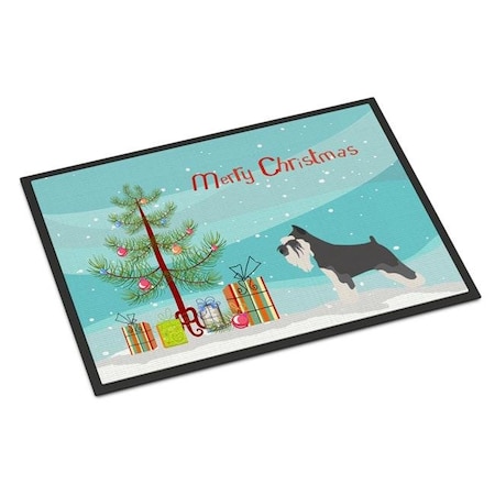 Carolines Treasures Carolines Treasures BB8460MAT Miniature Schnauzer Christmas Indoor or Outdoor Mat - 18 x 27 in. BB8460MAT